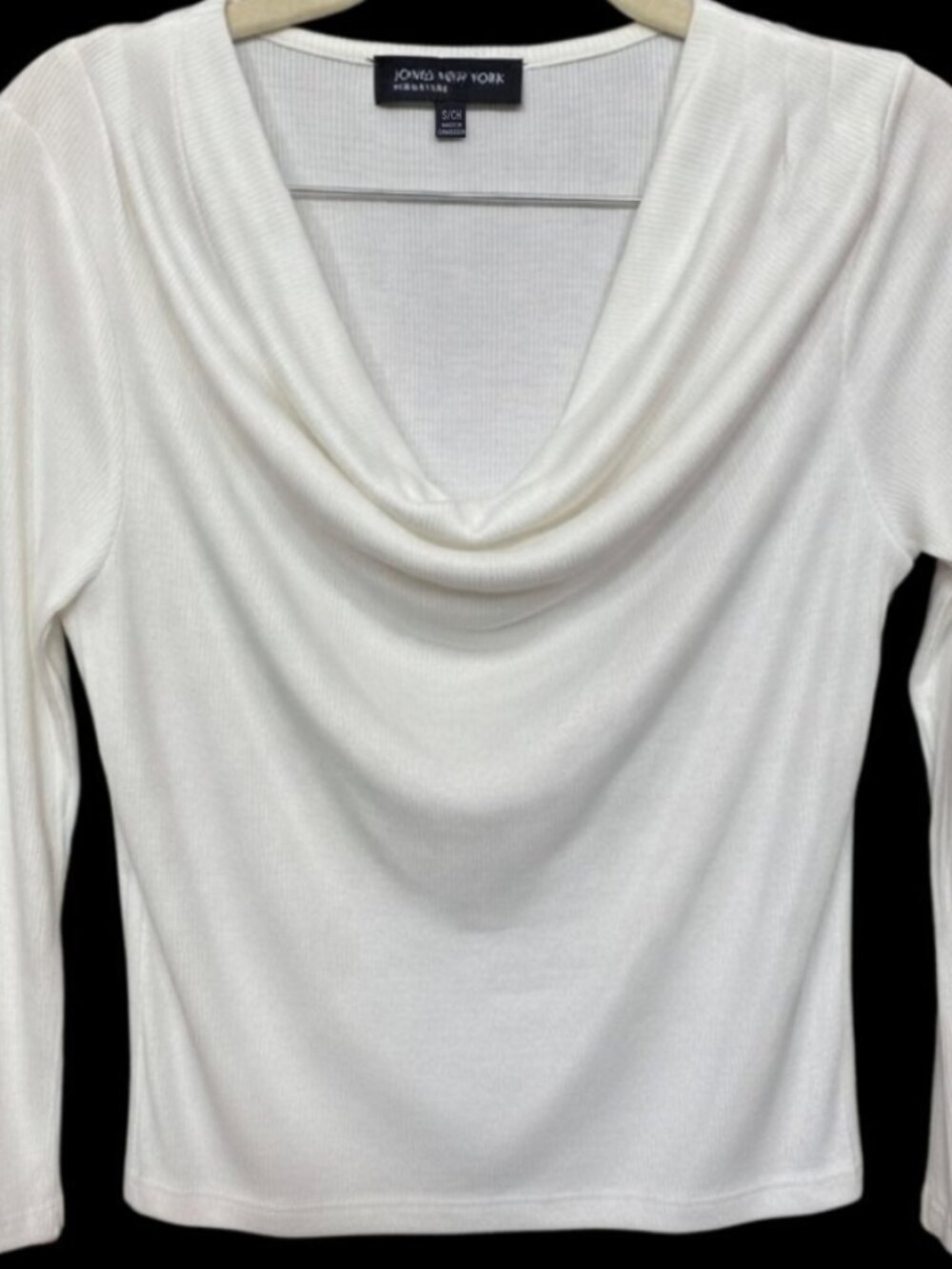 Jones New York Signature Sz S Stretch White LS blouse